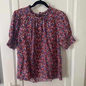 J Crew Floral Linen short sleeve shirt size L